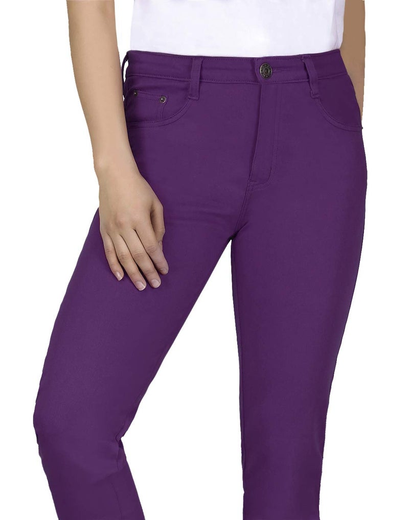 HDE Women's Mid-Rise Stretchy Denim Slim Fit Skinny Jeans (Purple, X-Large) - Image 4